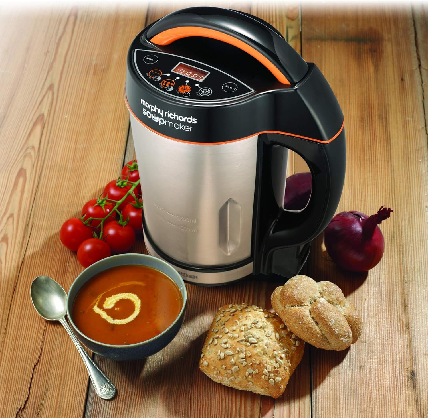 Morphy Richards Classic Soup Maker, 1.6L, Multi-Settings, LED Displayed Panel, Motorised Blade, Stainless Steel, 1000W, 48822