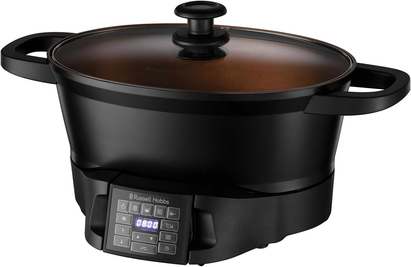 Russell Hobbs Good-to-Go 6.5L Electric Multicooker - 8 Digital functions inc Sear, Slow Cook, Steam, Boil, Keep warm & Roast, Cast aluminium housing, Glass lid, Dishwasher safe parts, 750W, 28270