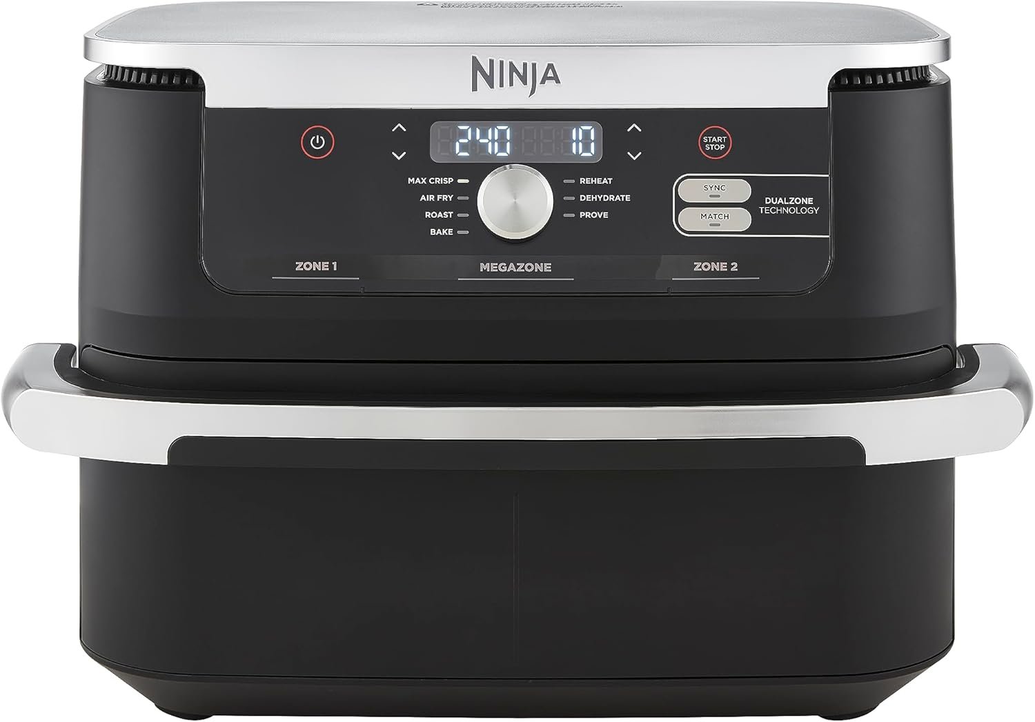 Ninja Foodi FlexDrawer Air Fryer, Dual Zone with Removable Divider, Large 10.4L Drawer, 7-in-1, Air-Fryer Uses No Oil, Air Fry, Roast, Bake, Max Crisp, Non-Stick Dishwasher Safe Parts, Black AF500UK